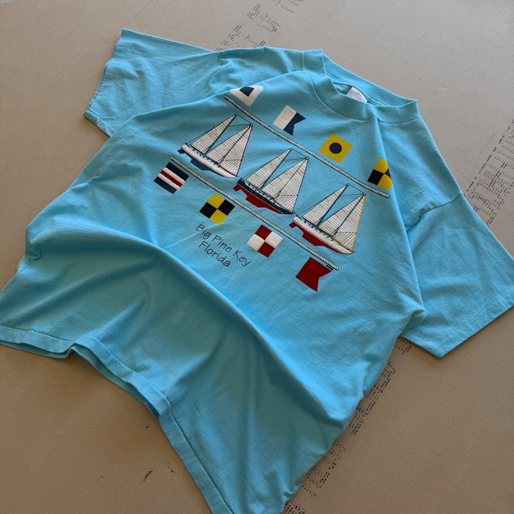 Vintage 90s Big Pine‎ Key Florida Surf Sailing T-shirt